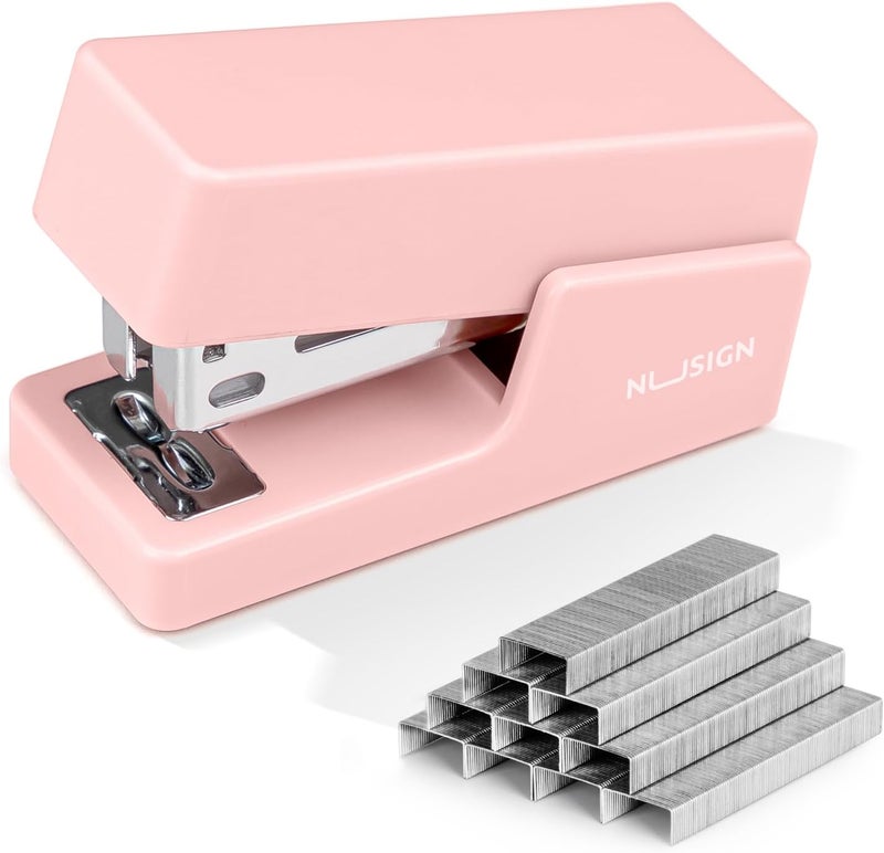 NUSIGN Mini Stapler with 830 Staples, Small Cute Desk Staplers, 25 Sheet Capacity, Pink - Image 1